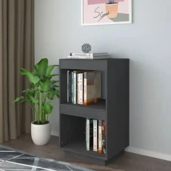 vidaXL Bokhylla grå 40x35x71 cm massiv furu