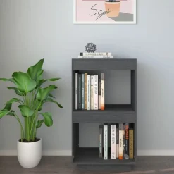 vidaXL Bokhylla grå 40x35x71 cm massiv furu