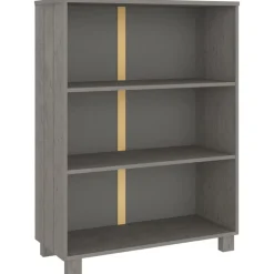 vidaXL Bokhylla HAMAR ljusgrå 85x35x112 cm massiv furu