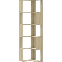 vidaXL Bokhylla hörn 5 hyllplan sonoma-ek 50x50x179 cm konstruerat trä