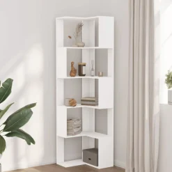Hot vidaXL Bokhylla hörn 5 hyllplan 50x50x179 cm konstruerat trä Vit
