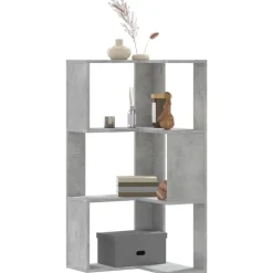 vidaXL Bokhylla hörn 3 hyllplan betonggrå 50x50x102 cm konstruerat trä
