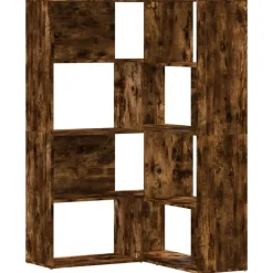Discount vidaXL Bokhylla hörn 4 hyllplan 85x85x140 cm Rökfärgad ek