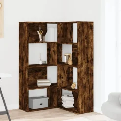 Discount vidaXL Bokhylla hörn 4 hyllplan 85x85x140 cm Rökfärgad ek