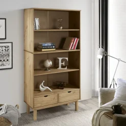 Discount vidaXL Bokhylla OTTA med 2 lådor massiv furu Brun