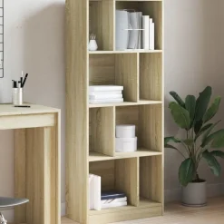vidaXL Bokhylla sonoma-ek 57x28,5x141 cm konstruerat trä