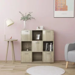 vidaXL Bokhylla sonoma-ek 90x30x90 cm konstruerat trä