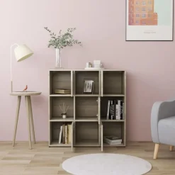 vidaXL Bokhylla sonoma-ek 90x30x90 cm konstruerat trä