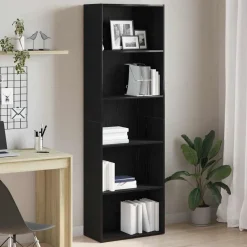 vidaXL Bokhylla svart ek 60x30x189 cm konstruerat trä