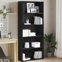 vidaXL Bokhylla svart ek 80x30x189 cm konstruerat trä