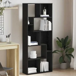 vidaXL Bokhylla svart ek 67x24x161 cm konstruerat trä