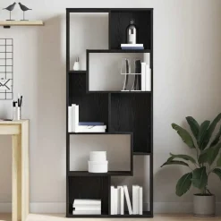 vidaXL Bokhylla svart ek 67x24x161 cm konstruerat trä
