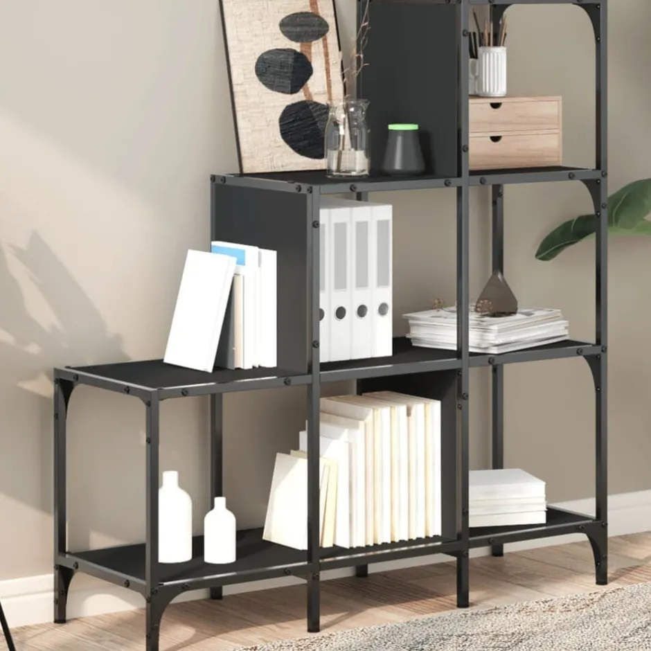Outlet vidaXL Bokhylla 92x30x102 cm konstruerat trä och metall Svart