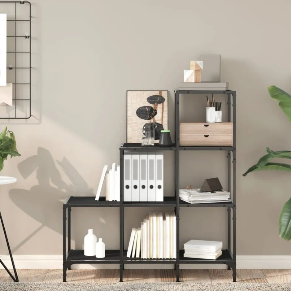 Outlet vidaXL Bokhylla 92x30x102 cm konstruerat trä och metall Svart