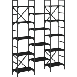 vidaXL Bokhylla svart 127,5x28,5x172,5 cm konstruerat trä