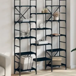 vidaXL Bokhylla svart 127,5x28,5x172,5 cm konstruerat trä