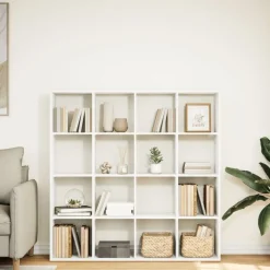 vidaXL Bokhylla vit 137,5x29x137,5 cm konstruerat trä