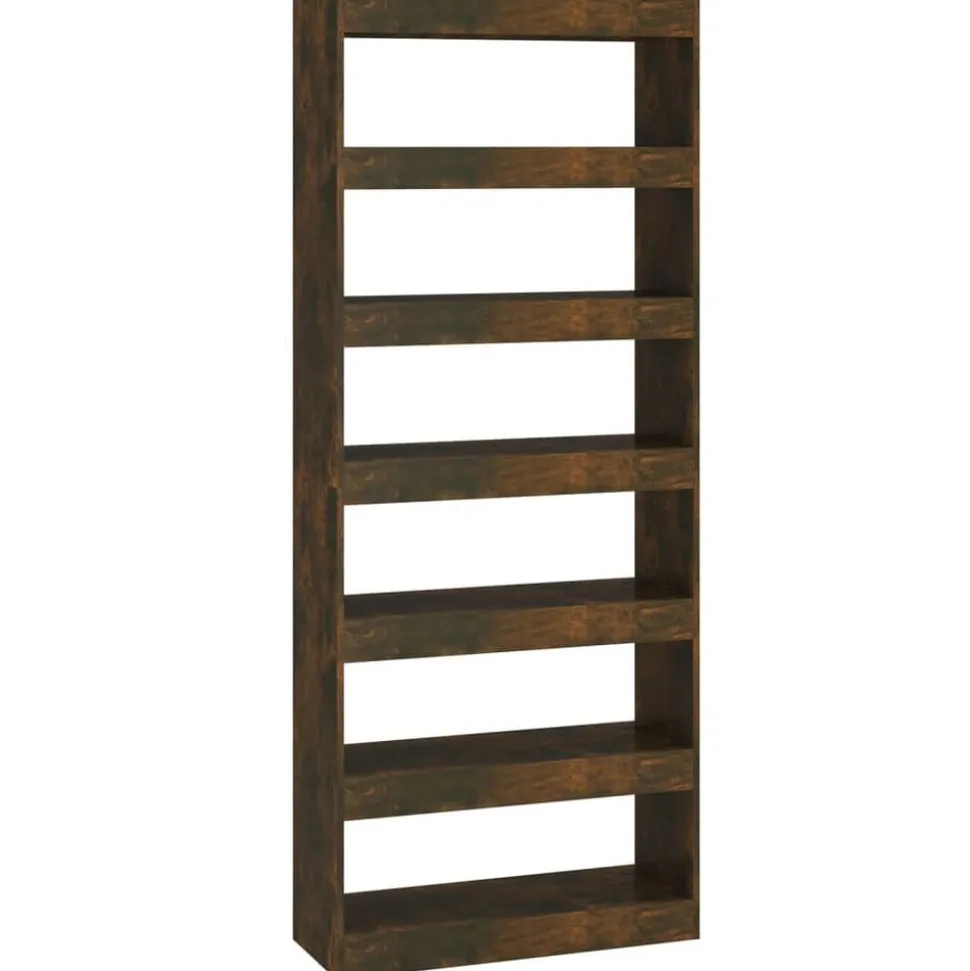 vidaXL Bokhylla/Rumsavdelare rökfärgad ek 80x30x198 cm konstruerat trä