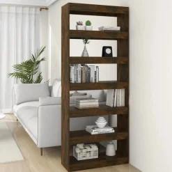 vidaXL Bokhylla/Rumsavdelare rökfärgad ek 80x30x198 cm konstruerat trä