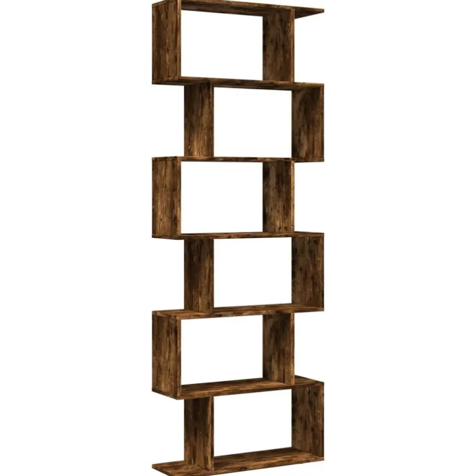 vidaXL Bokhylla/Rumsavdelare 6 hyllplan 70x24x193 cm konstruerat trä Rökfärgad ek
