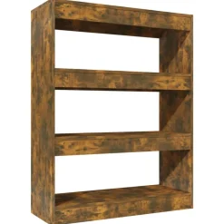 vidaXL Bokhylla/Rumsavdelare rökfärgad ek 80x30x103 cm konstruerat trä