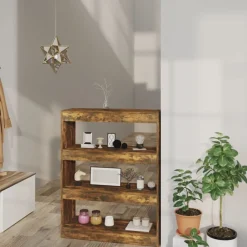 vidaXL Bokhylla/Rumsavdelare rökfärgad ek 80x30x103 cm konstruerat trä
