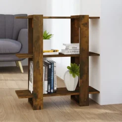 vidaXL Bokhylla/Rumsavdelare rökfärgad ek 80x30x87 cm
