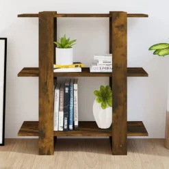 vidaXL Bokhylla/Rumsavdelare rökfärgad ek 80x30x87 cm
