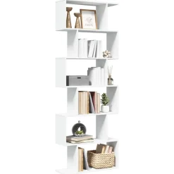 Discount vidaXL Bokhylla/Rumsavdelare 6 hyllor 70x24x193 cm konstruerat trä Vit