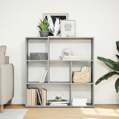 Hot vidaXL Bokhylla/Rumsavdelare 102x29x103,5 cm konstruerat trä Betonggrå