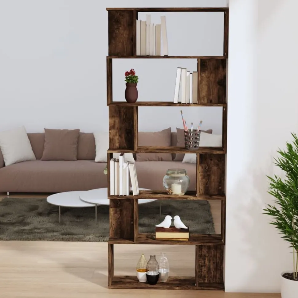 vidaXL Bokhylla/rumsavdelare rökfärgad ek 80x24x192 cm konstruerat trä