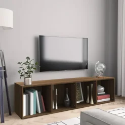 Outlet vidaXL Bokhylla/tv-bänk 143x30x36cm konstruerat trä brun ek