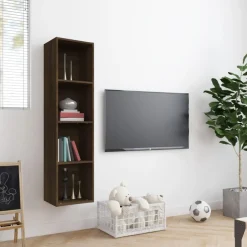 Outlet vidaXL Bokhylla/tv-bänk 143x30x36cm konstruerat trä brun ek