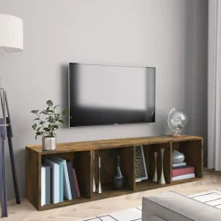 vidaXL Bokhylla/tv-bänk rökfärgad ek 143x30x36 cm konstruerat trä