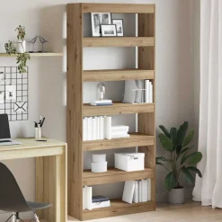 vidaXL Bokskåp med hylla Artisan Ek 80 x 30 x 198 cm Konstruerat trä