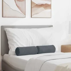 Online vidaXL Bolsterkuddar 2 pcs Ø 15 x 40 cm Kordread tyg Mörkgrå