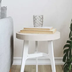 Best vidaXL Bordsskiva Ø30x3 cm massiv furu Vit