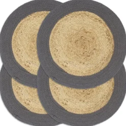 vidaXL Bordstabletter 4 st naturlig och antracit 38 cm jute och bomull