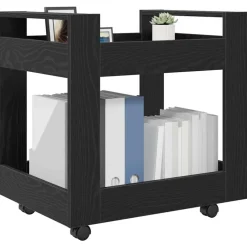 vidaXL Bordsvagn Svart Ek 60 x 45 x 60 cm Konstruerat trä