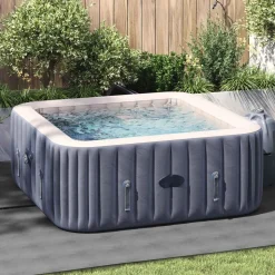 vidaXL Bottenmatta för pool Ljusgrå 274 x 274 x 0,1 cm Syntetiskt tyg