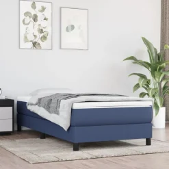 vidaXL Boxspring-sängram blå 80x200cm tyg