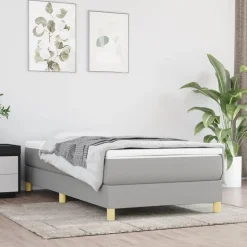 vidaXL Boxspring-sängram ljusgrå 80x200 cm tyg