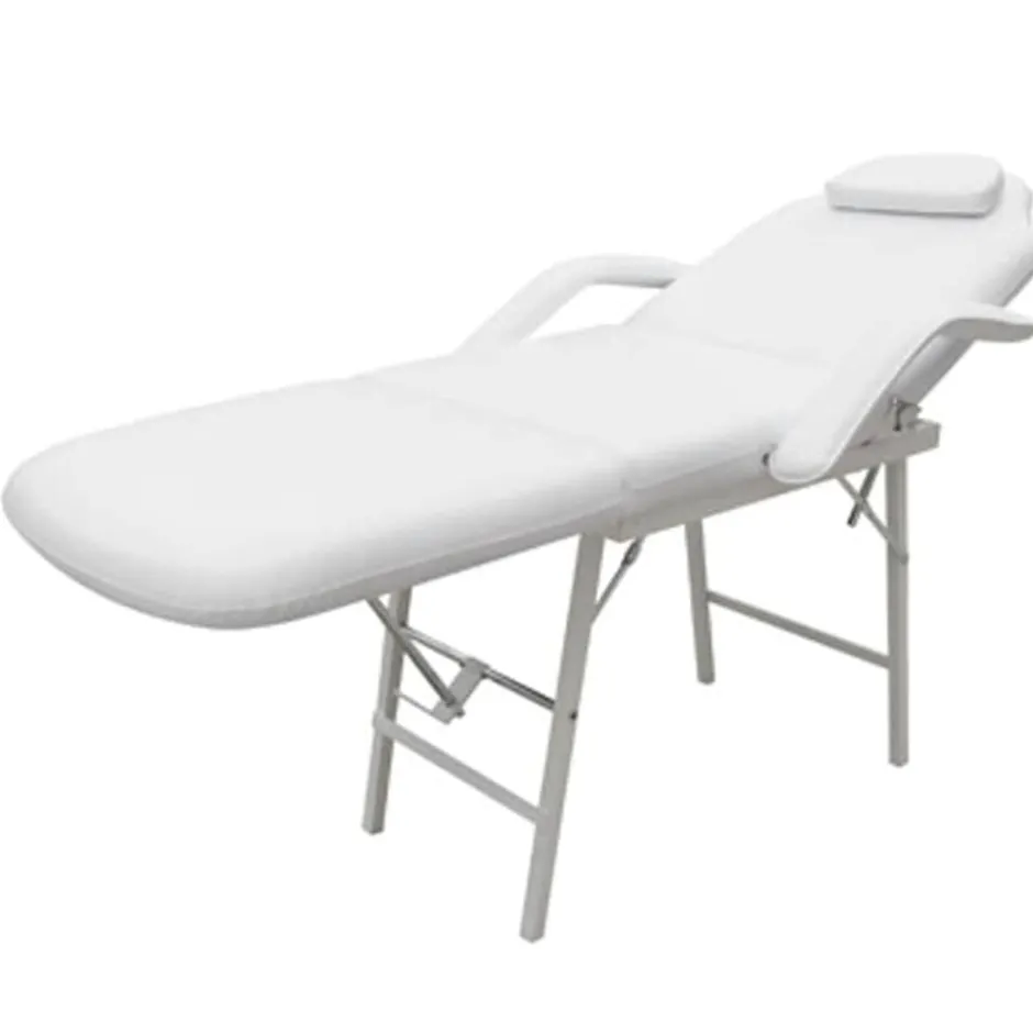 New vidaXL Bärbar behandlingsstol konstläder 185x78x76 cm Vit
