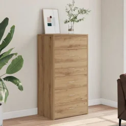 vidaXL Byrå 6 lådor artisan ek 50x34x96 cm konstruerat trä