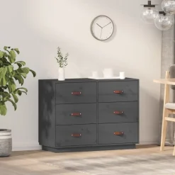 vidaXL Byrå grå 100x40x75 cm massiv furu