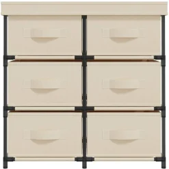vidaXL Byrå med 6 lådor 55x29x55 cm gräddvit stål Kräm