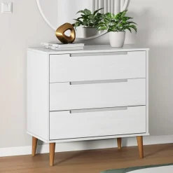 Online vidaXL Byrå MOLDE 80x40x80 cm massiv furu Vit