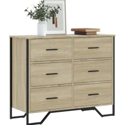 Clearance vidaXL Byrå sonoma-ek 91x35,5x74,5 cm konstruerat trä Sonoma ek