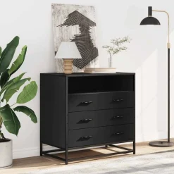 vidaXL Byrå svart 70x41x70 cm konstruerat trä