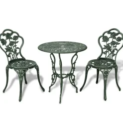 vidaXL Caféset 3 delar gjuten aluminium grön